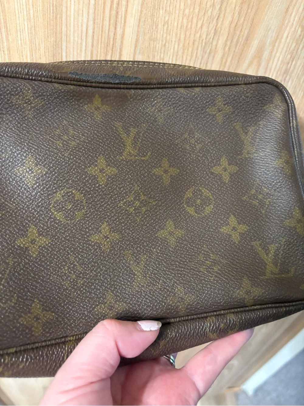 Auth Louis Vuitton Trousse Toilette 23 Brown Monogram Cosmetic Pouch Vintage - Picture 15 of 15
